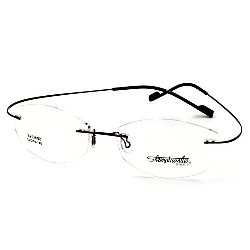 201602 Fashion Super Light Super Elastic Anti slip Metal Rimless Oval Lens Glasses Frame