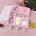 3 Cavities Silicone Popsicle Moulds with Lid BPA Free Homemade Ice Cream Bar Mold Ice Pop Molds DIY Cakesicle Molds Silicone/
