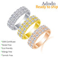 Fine Jewelry Round Cut 2.6MM VVS Moissanite Double Row Half Eternity Rings S125 Sterling Silver Gold Plated for Women