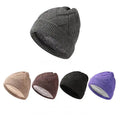 Custom logo Unisex Shu Velveteen Lining Warm Thickened Beanie Knit Hat Winter Beanie Knitted Hat
