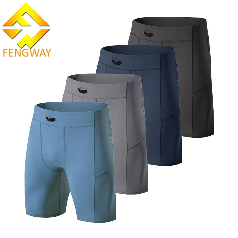 Men's Custom Logo Casual Fitness Shorts High Elasticity Quick Dry Leggings Sweat Training Running Tights with Pockets