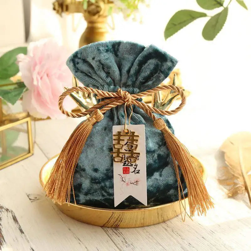 Custom Size Round Bottom Velvet Storage Pouch Bag with Tassels Recyclable Long Rectangular Long Rectangular Packing Pouch