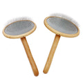 Pet Wooden Slicker Brush With Comfortable Curved Handle Cat Fashion Grooming Brush