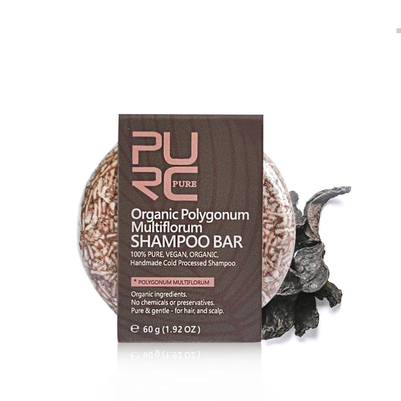 Wholesale Polygonum Multiflorum Shampoo Bar Soap Organic 100% Natural Vegan Pure Solid Handmade Black Hair Darkening Shampoo Bar