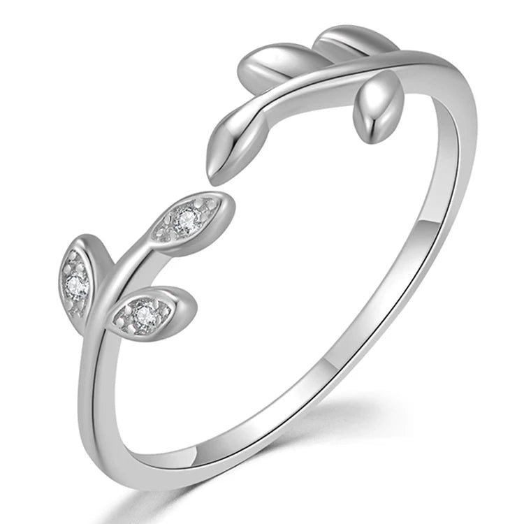 Ready to Ship Leaves Adjustable Competitive Price 925 Silver Casual Luxury Womans Leaf Design Rings for Girlfriend
