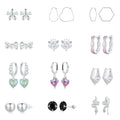 New Design Fine S925 Jewelry CZ Stone Hoop Earrings 925 Sterling Silver Colorful Stone Heart Hoop Earrings for Women