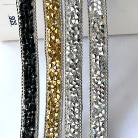 Hot Fix Resin Tape Rhinestone Crystal Ribbon Bead Applique Trim for Bags Belt Wedding Dress
