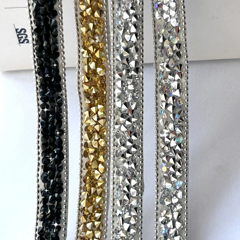 Hot Fix Resin Tape Rhinestone Crystal Ribbon Bead Applique Trim for Bags Belt Wedding Dress