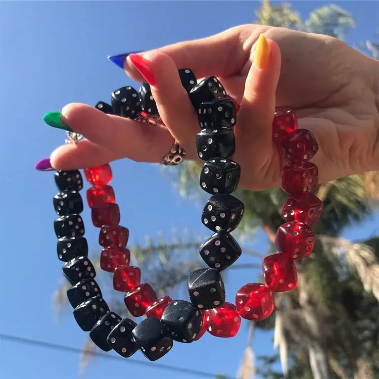 SC Hot Selling Y2K Beads Necklace Dice Beaded Necklace Creative Resin Dices Star Billiards Heart Choker Necklace for Teen Girls