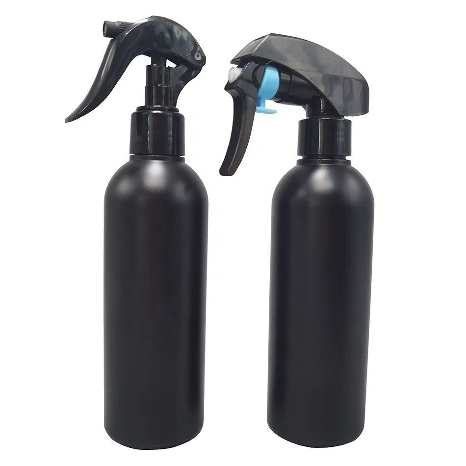 250ml Empty PE Cylindrical Plastic Black Matte Trigger Spray 8 oz Spray Bottle With Black Trigger Sprayer