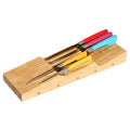 Modern 11-Pocket Bamboo In-Drawer Knife Block Empty Wooden Knife Holder with Cutlery Tray Organizer for Kitchen Storage Roll Bag