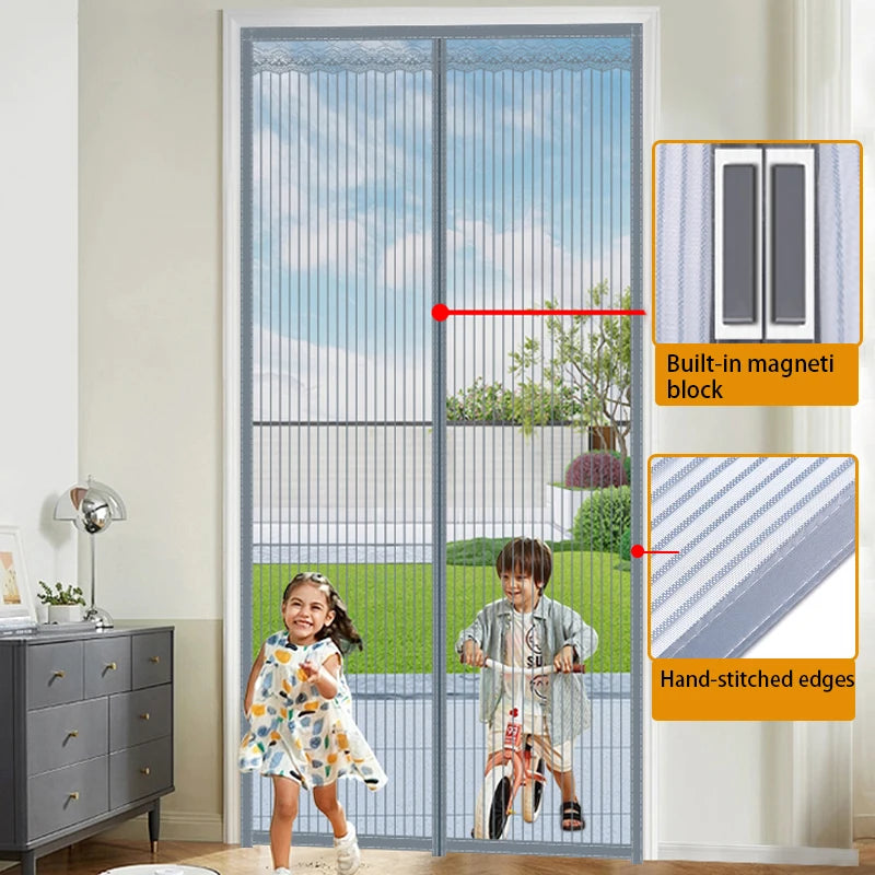 Automatic Closing Magnetic Door Curtain Polyester Easy Install Summer Anti-Mosquito & Insect Window Screens