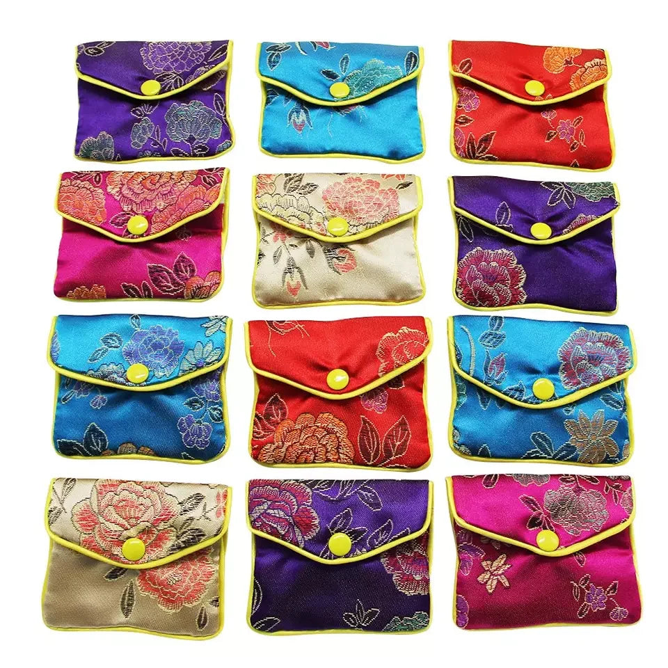 FORTE Handmade Custom Jewelry Silk Purse Pouch Gift Bags Chinese Brocade Jewelry Pouch Bags With Zipper