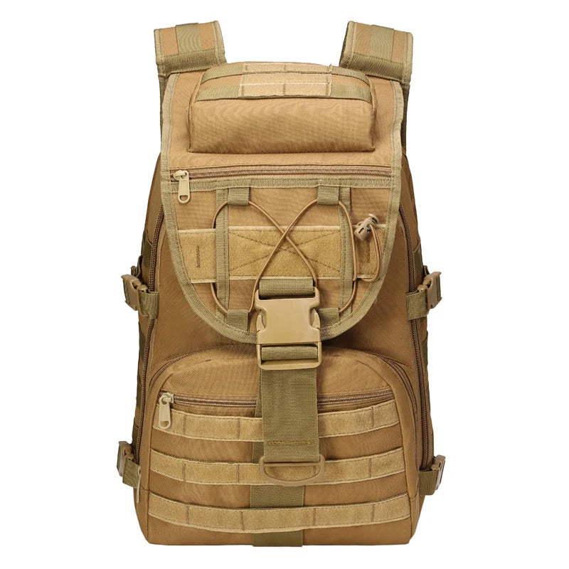 Unisex Vintage Tactical Backpack Geometric Pattern Zipper Closure Oxford Polyester 36-56L Capacity for Outdoor Activities