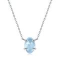 Delicate Natural Aquamarine Necklace Dainty 14K Gold Plated Sterling Silver Gemstone Adjustable Necklace
