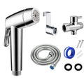 ABS Handheld Bidet Sprayer Set Chrome Bathroom Shattaf with Stainless Steel Hose for Home Apartment