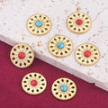 Stainless Steel Round Natural Stone Bohemian Pendant Turquoise Pendant DIY Accessories Earrings Necklace
