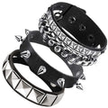 3 Pcs Punk Leather Rock Studded Bracelets for Men Women Retro Classic Spiked Metal Cuff Bracelet Set