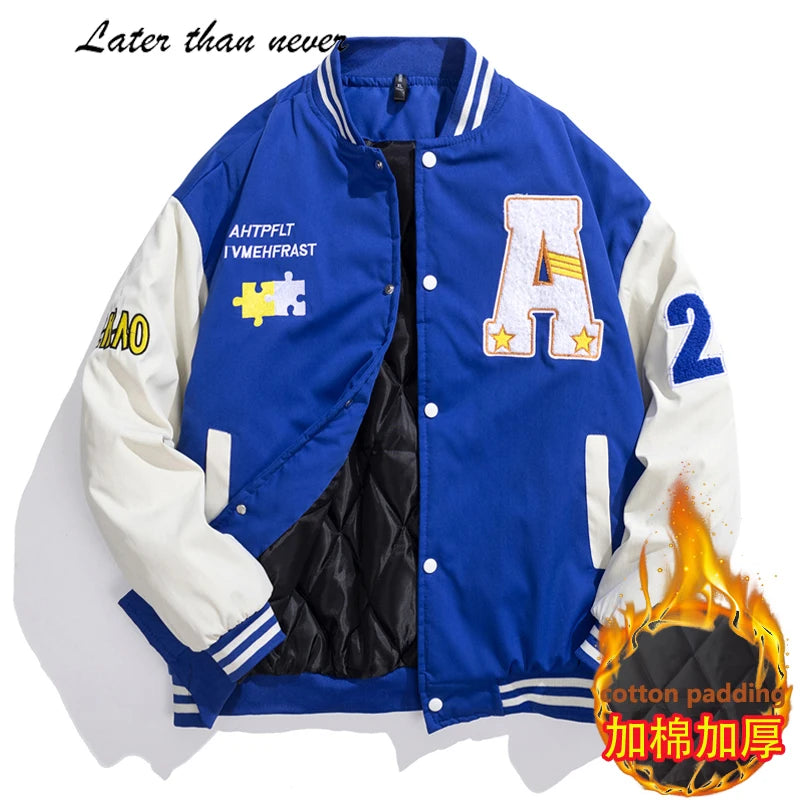 Towel Embroidery Woolen Baseball Jacket  PU Leather Sleeve Patchwork Campus Uniform Varsity Jacket Chenille Letterman Jackets