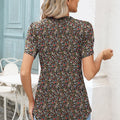 Women's Boho Floral Printed V-Neck Button Blouse Loose Fit Knitted 2026 Summer Fashion Casual Short Sleeve Tops Online Retailer