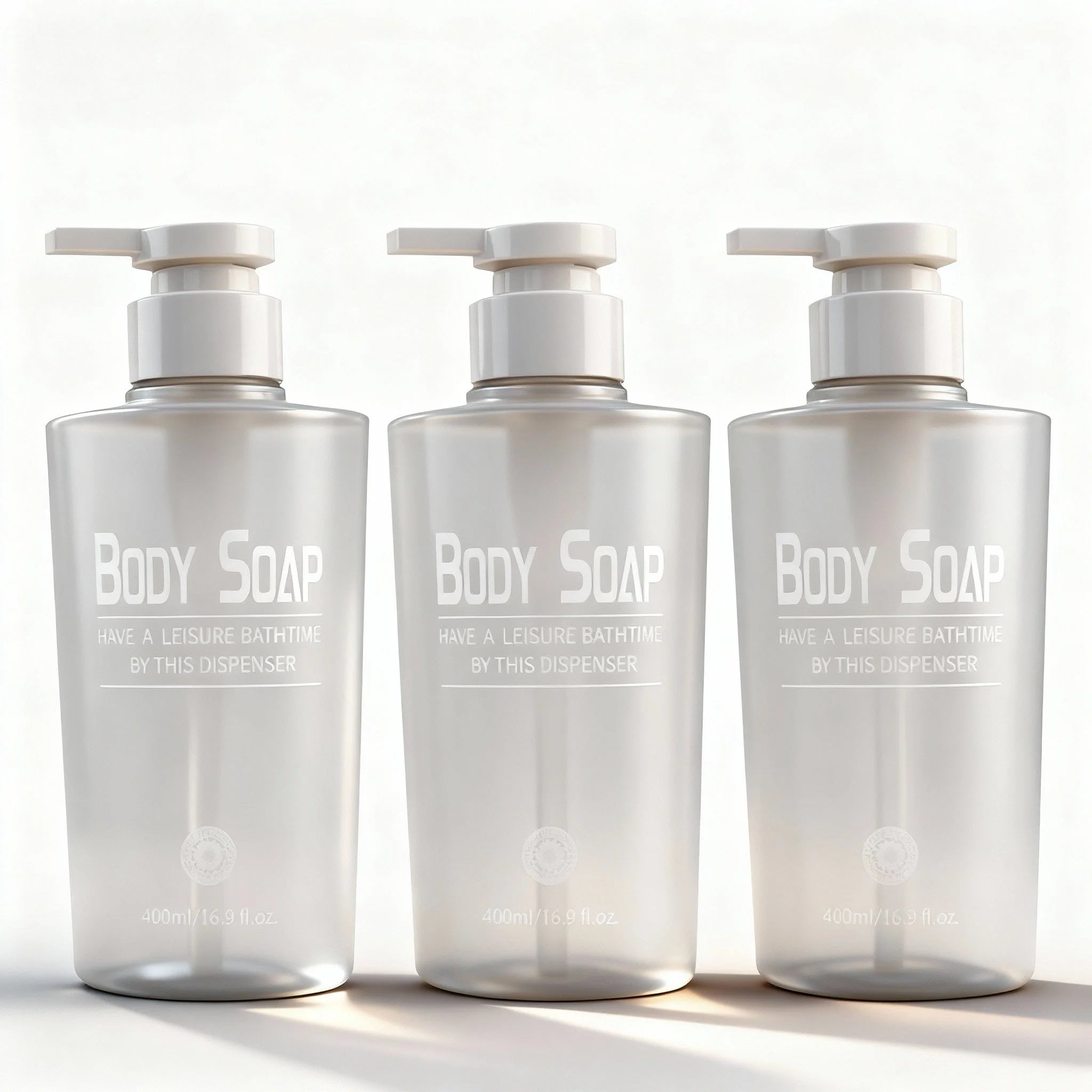 Empty  Logo 400ml 13.5oz Plastic Bottle Shower Gel Shampoo Container with Lotion Pump