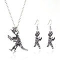 Women's Antique Style Ethnic Silver Set Dinosaur Shape Zinc Alloy Necklace Earring Gold Wedding Party Engagement Gift Idea