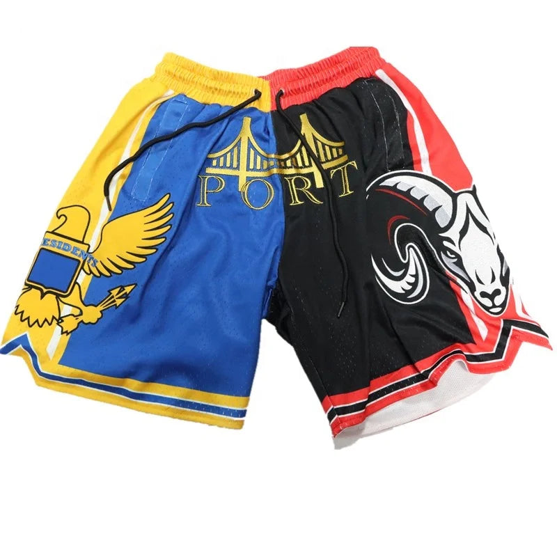 Wholesale Custom Logo Plus Size Summer Mens Applique Stitched Double Layers Mesh Retro Streetwear Basketball Outdoor Shorts