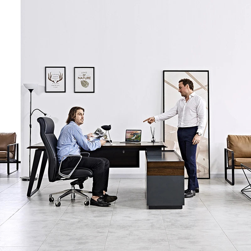 High-End Modern Metal Leg Office Furniture General Manager Wooden Executive l Shaped Office Desk