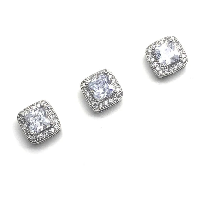 Crystal Wedding Bridal Bouquet Flower Zircon High-end Fancy Square  Rhinestones Shank Button Metal for Garment