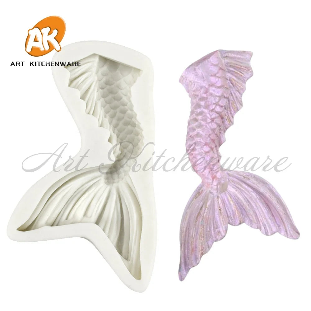 AK Fish Tail Sugar Paste Silicone Fondant Mold DIY Gum Cake Decoration Mold for Chocolate Cupcake Decorating
