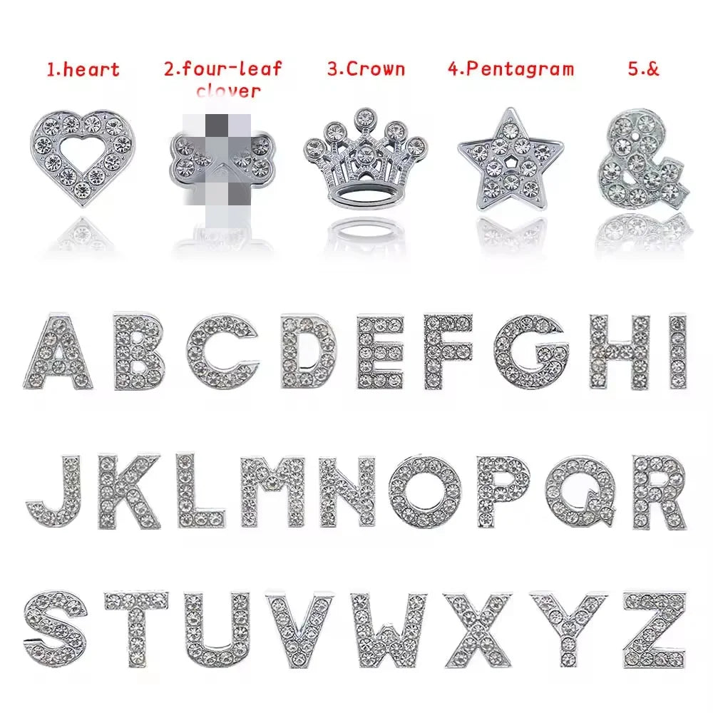 Low Price Stocked Fast Shipping 10mm Dog Collar Hollow Alphabet Letter Bracelet Letter Slide Charm Beads