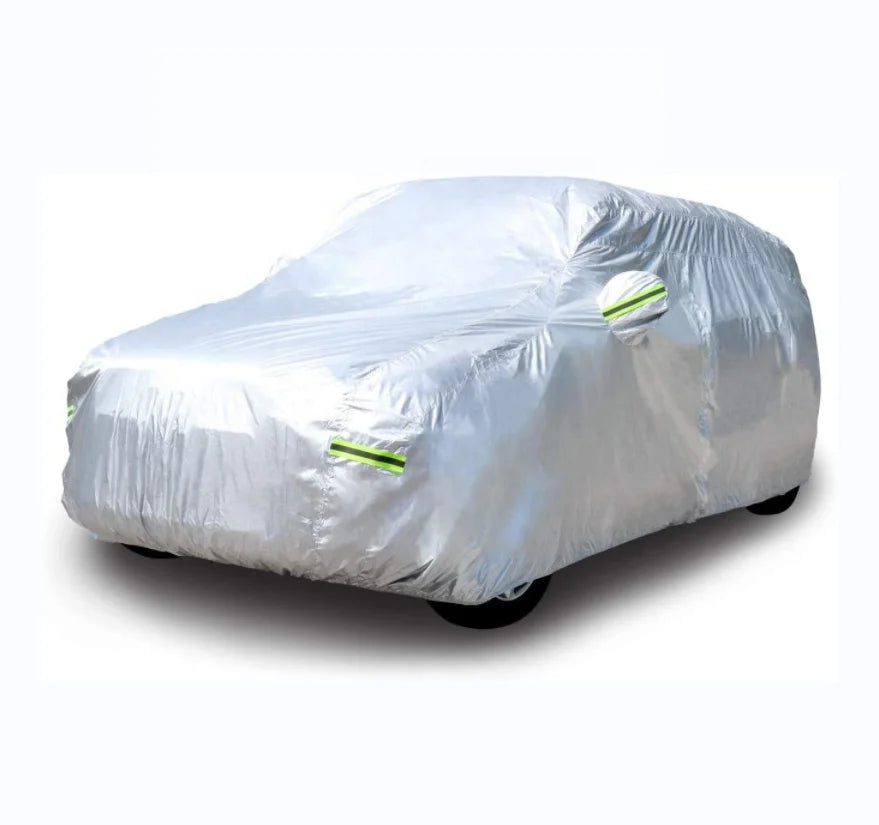 Woqi Full Car Cover Universal Fit for SUV Outdoor Waterproof PEVA Cotton Sun Shade with Reflective Material