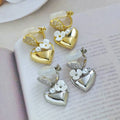 Ilona Accessoires Copper Heart Zircon Jewelry Clip Trendy On-Ear Earrings Trendy Gift for Girlfriend