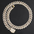 Wholesale 18mm Miami Cuban Link Chain Men's Diamond-Thick Hip Hop Necklace with Geometric-shaped Zircon for Gift Anniversary