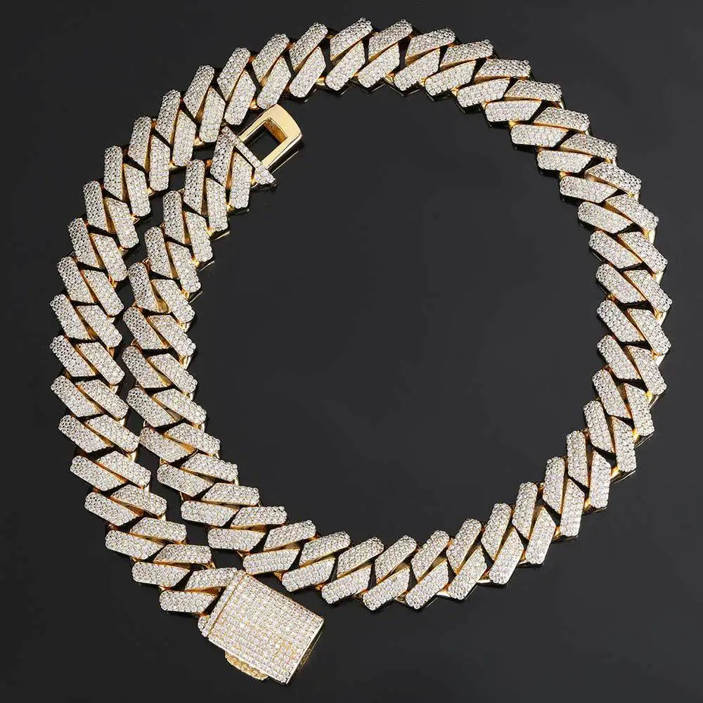 Wholesale 18mm Miami Cuban Link Chain Men's Diamond-Thick Hip Hop Necklace with Geometric-shaped Zircon for Gift Anniversary