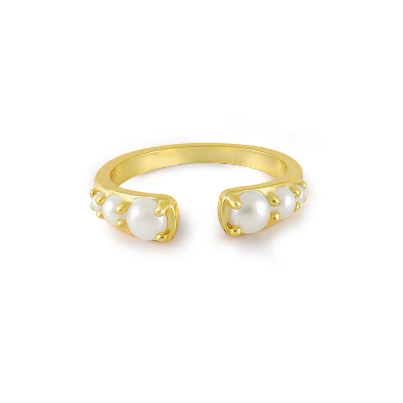 925 Sterling Silver Fine Jewelry Rings Special Pearl Gold Plated Open Rings Jewelry Women