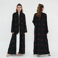 2025 High Quality Nida Fabric Modest Abaya EID Dubai Kimono Women Floral Embroidery Open Abaya with Hijab Scarf Islamic Clothing