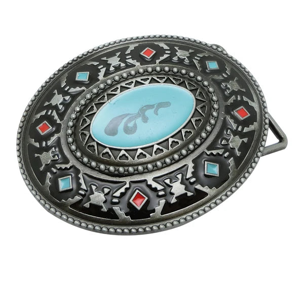 40mm Men's Oval Soft Enamel Tribal Ethnic Style Neutral Style HY3345-40 Zinc Alloy Plate Buckle Stock Low MOQ 2pcs Retail