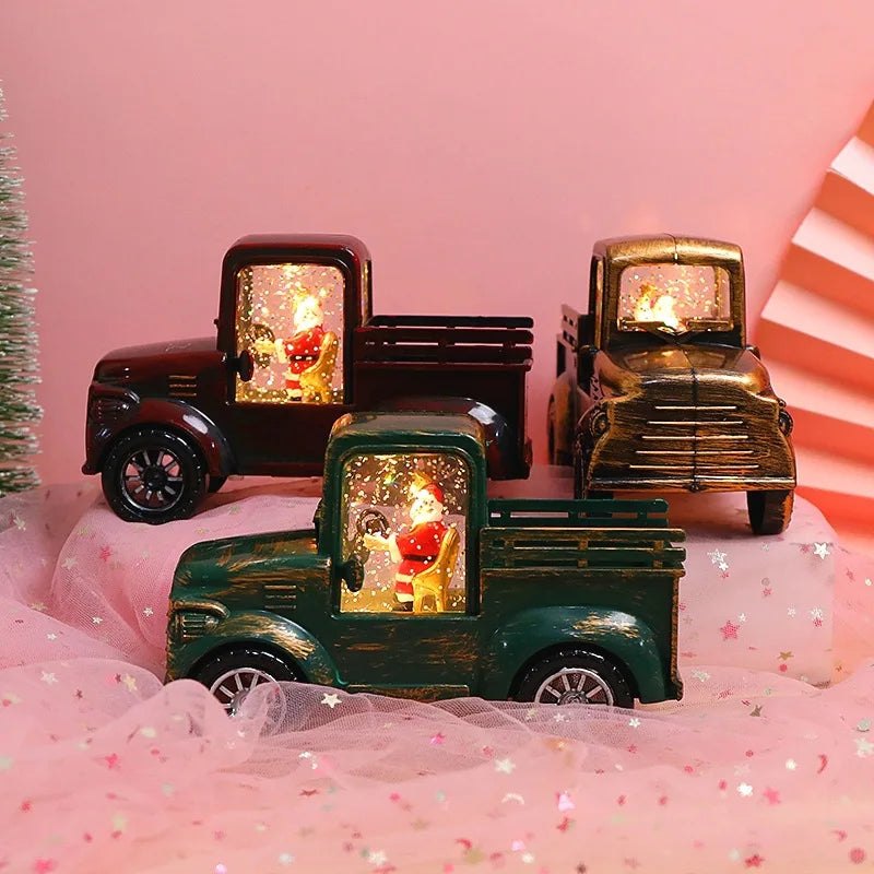 Christmas Decorations Santa Claus Driving Tractor Ornaments Wind Lanterns Small Oil Lamps Water Balls Christmas Gift
