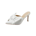 Big Size Women's White High Heels Wedding Shoes Bowknot Slipper Pumps for Ladies Party Heels