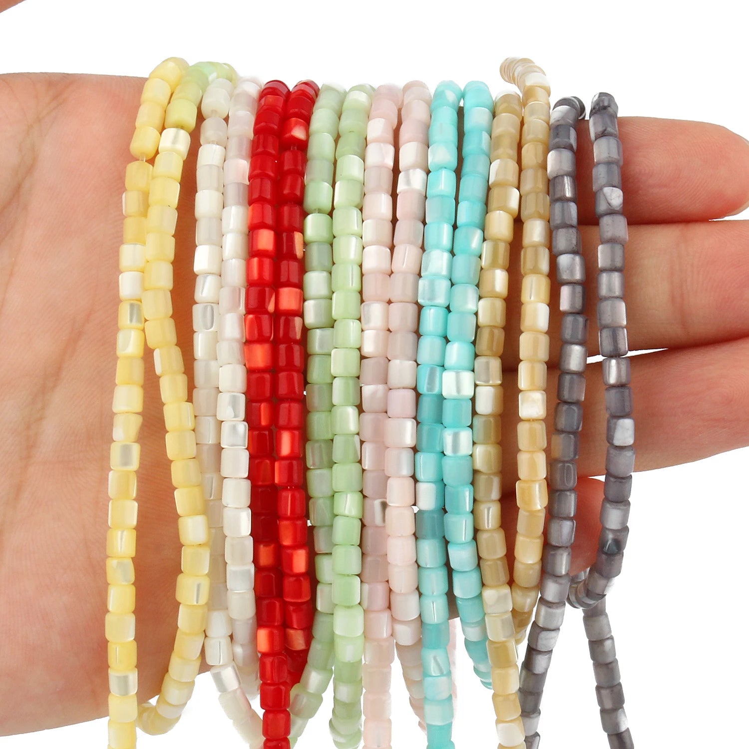 3.5x3.5mm Mother of Pearl Shell Spacer Beads Wholesale Bling Top-shells Shiny Round Bracelet Shell Beads KUOYU 38cm Strand