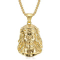 HOVANCI Top Religious Titanium Stainless Steel Crystal Jesus Christ Face Pendant Chain Necklace Unisex