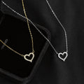 Fashion Necklace Jewelry Women 925 Sterling Silver Heart Pendant Necklace with Zircon Gold Plated Chain Necklace Women