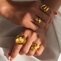 NEW BOHO SCALLOP STARFISH BEAUTY WAVE TRAVEL RING Dazan 2026 18k PVD Gold Plated Stainless Steel Bikini PHOTO SHOOT ACCESSORIES