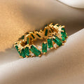 CAOSHI New Design Trendy Jewelry Rings for Women Personalized Gold Color Gemstone Green Cubic Zircon Band Finger Rings Women