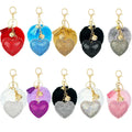 Wholesale Bag Accessories Cute Heart Crystal Puff Keychains Custom 8cm Fur Pom Pom Fluffy Keychain