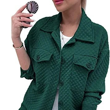 Topgear Occident 2023 Women's Waterproof Woven Quilted Jacket Customizable Lapel Coat Button-Up Design Casual Long-sleeved Shirt