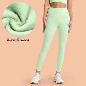 Warm Cloud Sense Slim Fit Slim Light Plush Yoga Pants No Front Thread Fleece Sports Running Leggings for Women in Autumn Winter