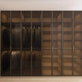 Hotel Luxury Wardrobe With Mirrored Doors Italy Style Black Wood Closet Bedroom Smart Wardrobe Cabinet