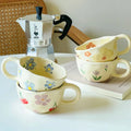 Solhui Wholesale Ceramic Mugs Cute Pottery Hand Pinched Irregular Flower Cream Ceramic Coffee Mug